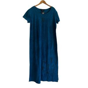 Bfofo Womens T-Shirt Maxi Dress Size Large Blue Tribal Folk Art to Wear Aztec